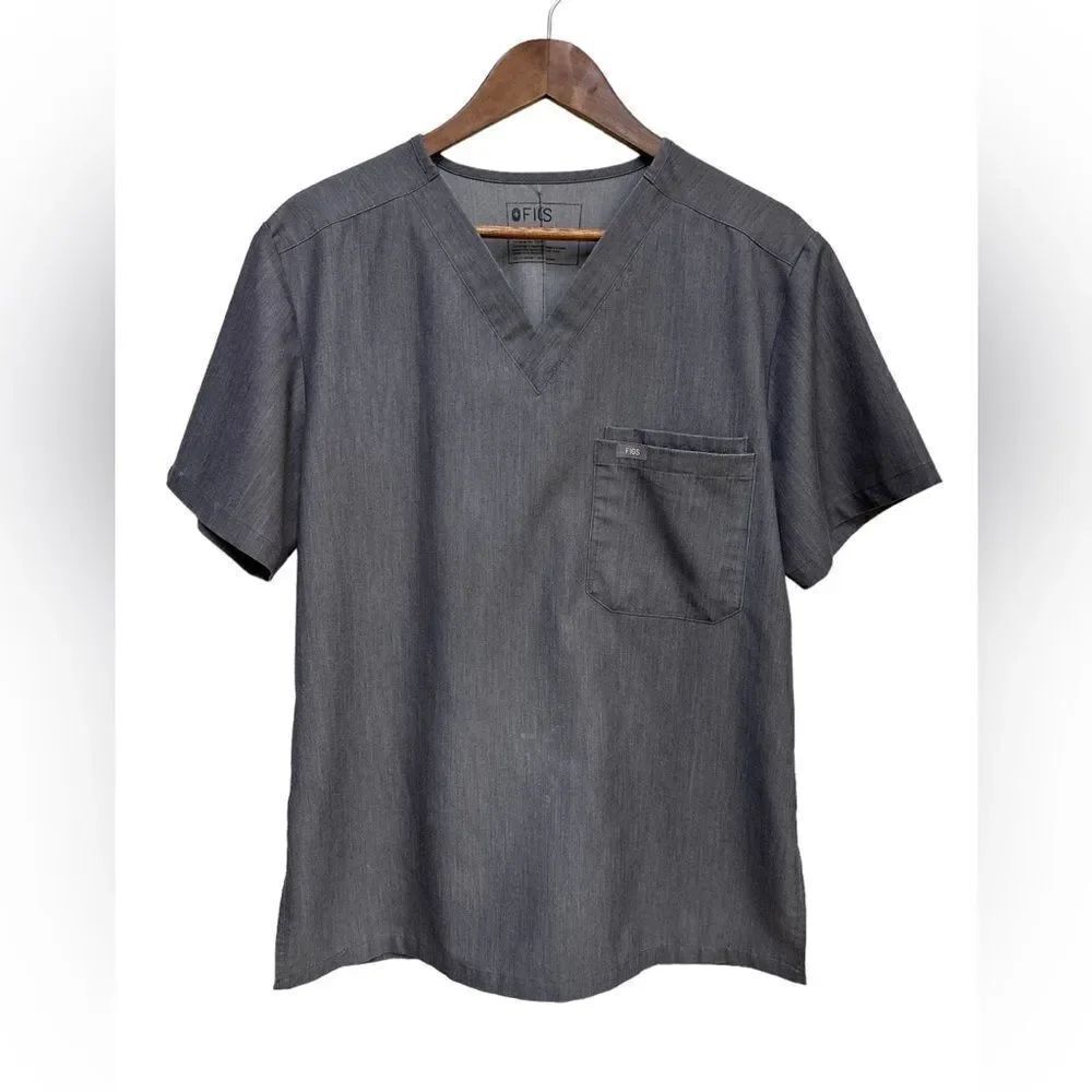 FIGS Catarina One Pocket Short Sleeve Top Gray Size Medium Scrubs